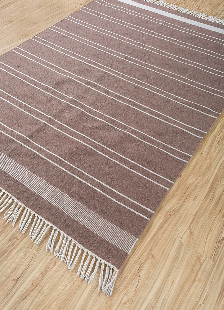 indusbar beige and brown wool flat weaves Rug - FloorShot