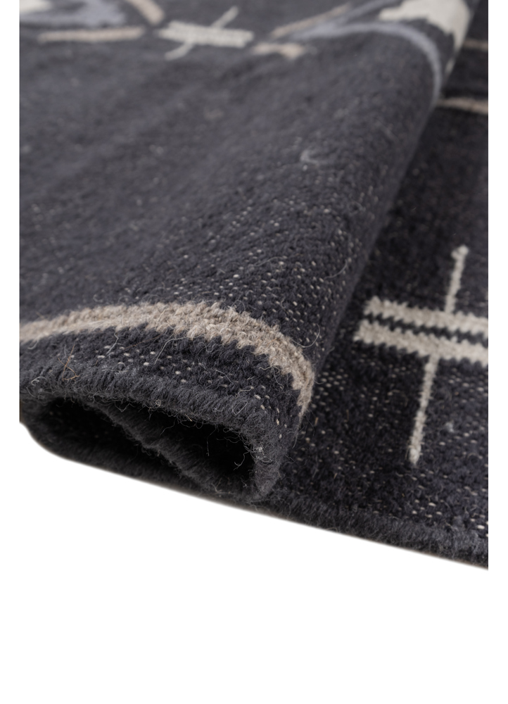 bedouin grey and black wool flat weaves Rug - FloorShot