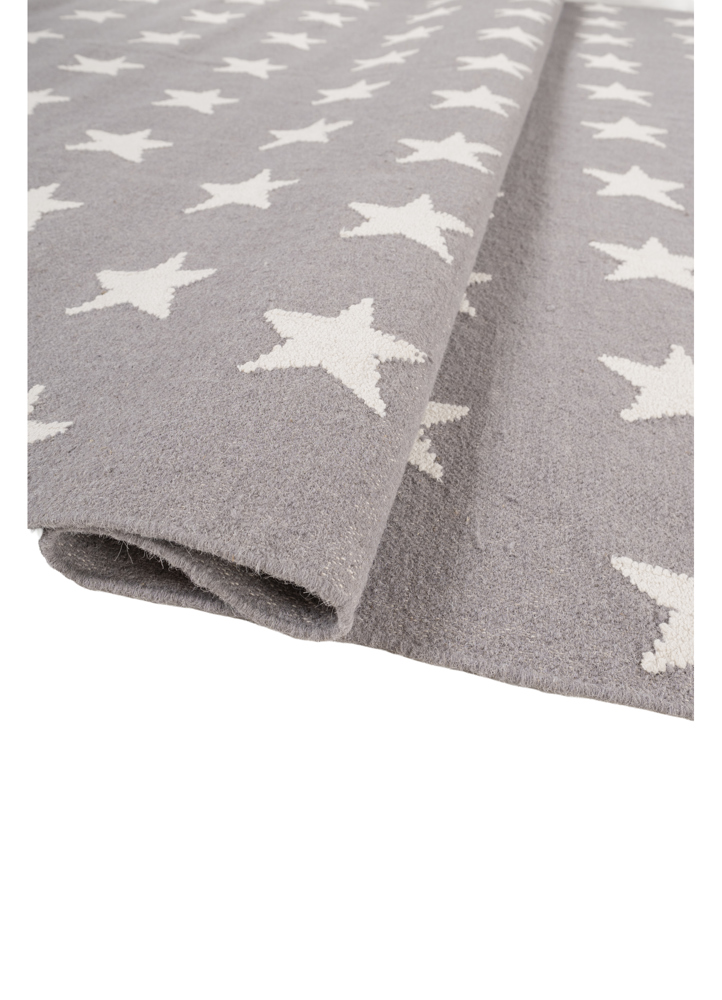 indusbar grey and black wool flat weaves Rug - FloorShot