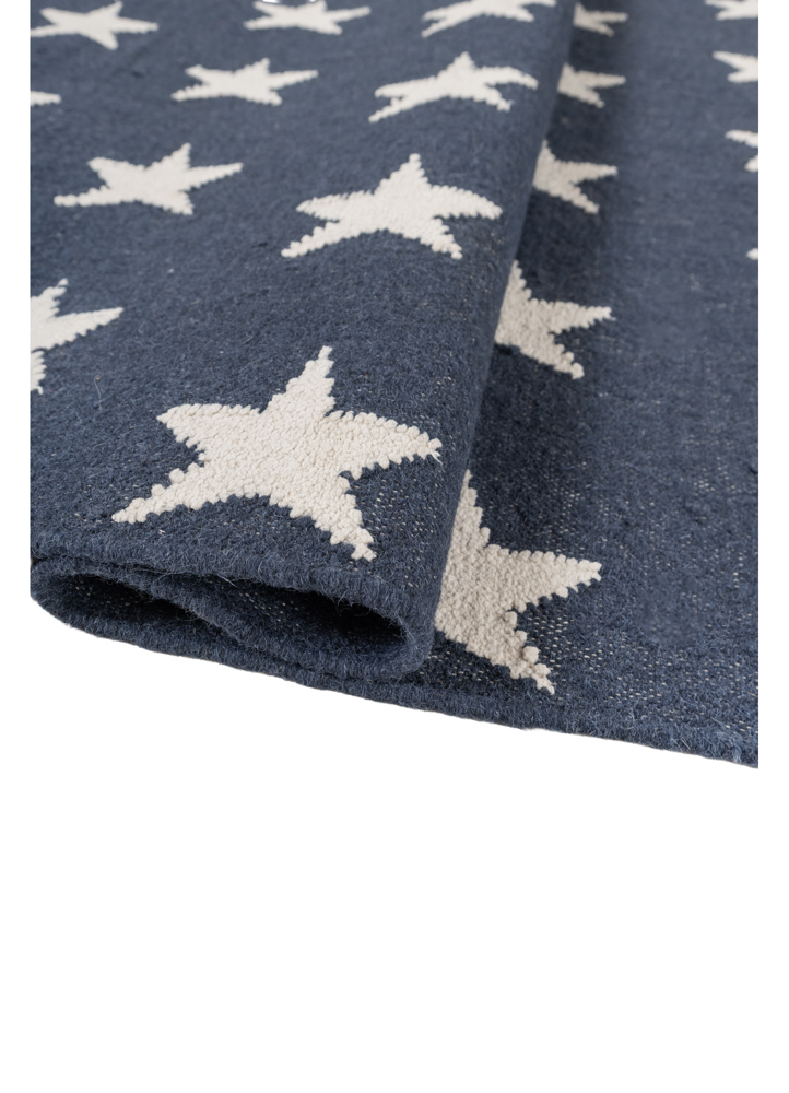 indusbar blue wool flat weaves Rug - FloorShot