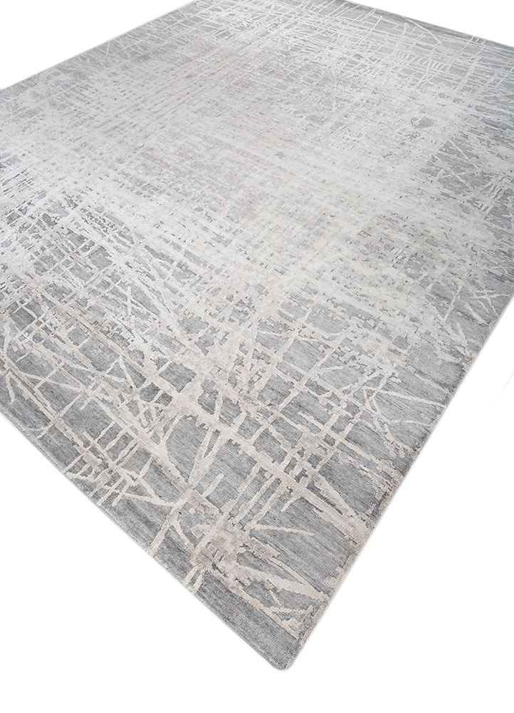 entropy blue viscose hand knotted Rug - FloorShot