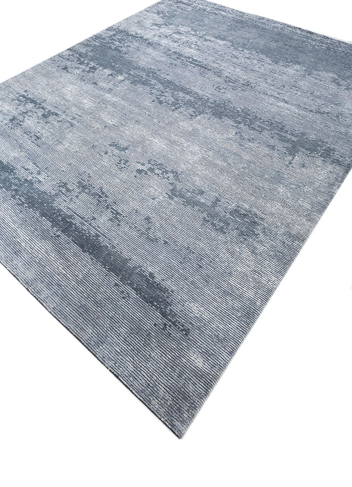 entropy blue viscose hand knotted Rug - FloorShot