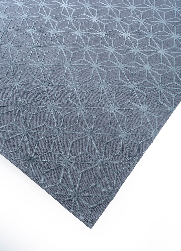 azalea grey and black wool and silk hand knotted Rug - FloorShot