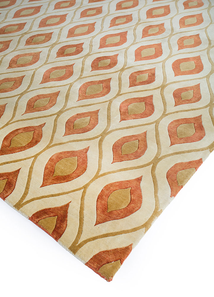 azalea ivory wool and viscose hand knotted Rug - FloorShot