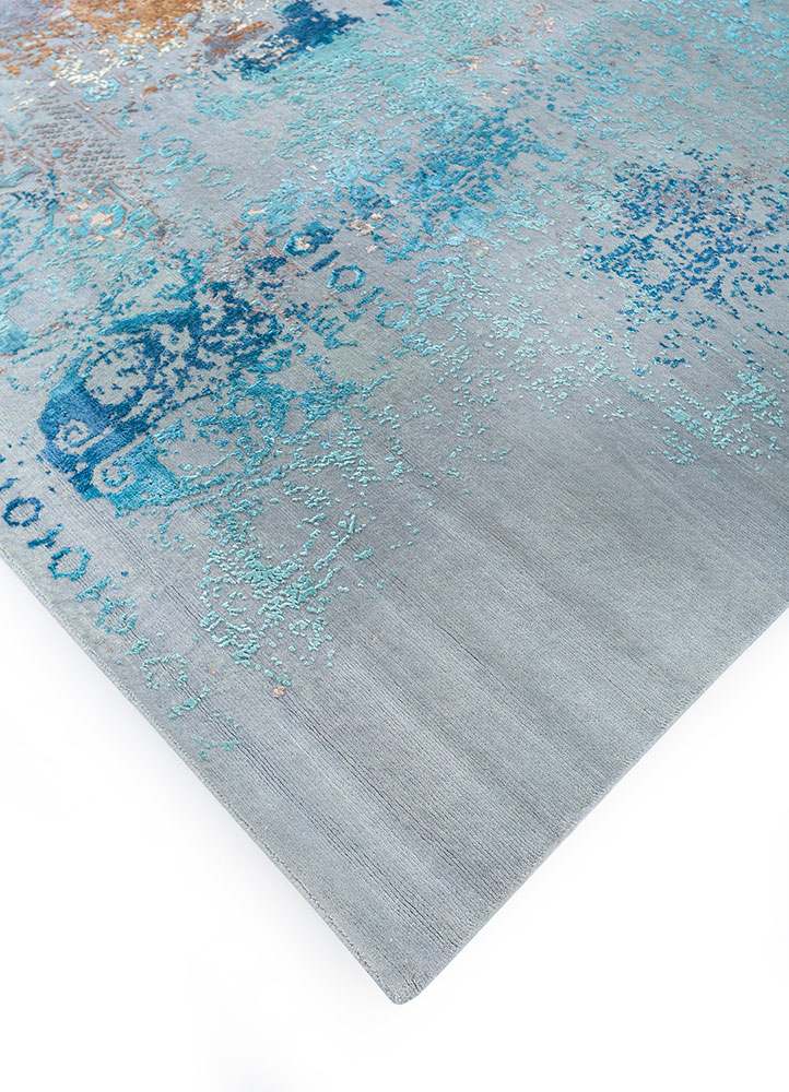 entropy grey and black wool and viscose hand knotted Rug - FloorShot