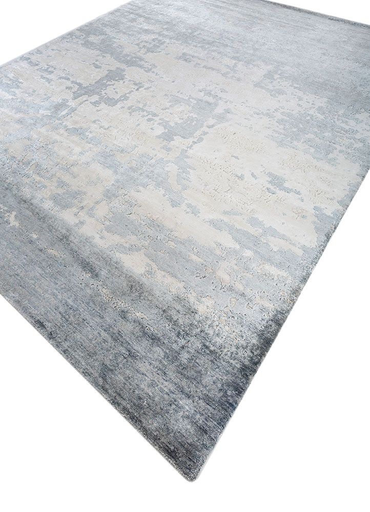 entropy blue wool and viscose hand knotted Rug - FloorShot