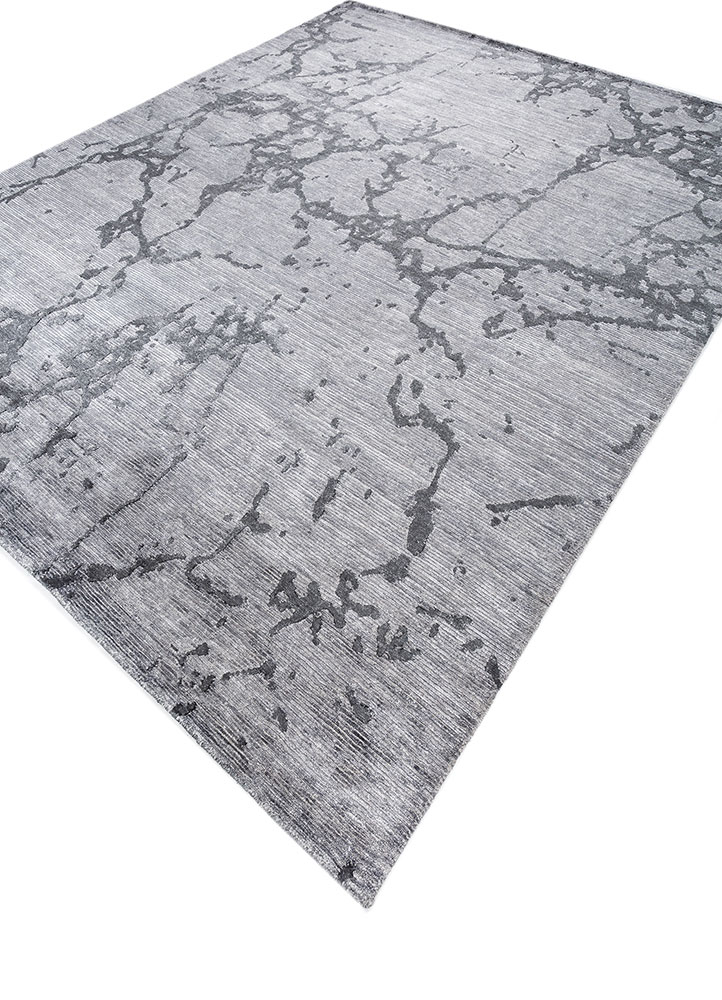entropy blue wool and viscose hand knotted Rug - FloorShot