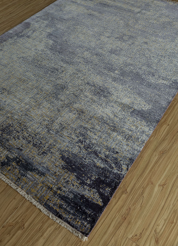 uvenuti grey and black bamboo silk hand knotted Rug - FloorShot