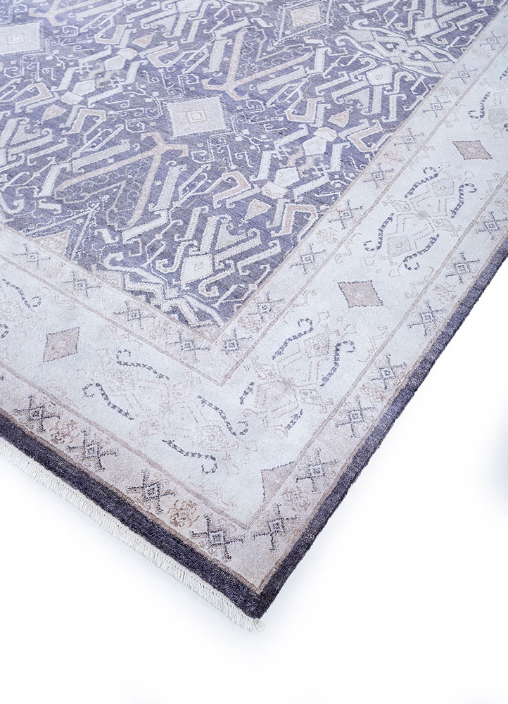 erbe pink and purple bamboo silk hand knotted Rug - FloorShot