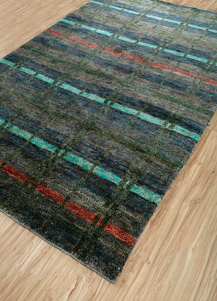 hula blue jute and hemp hand knotted Rug - FloorShot