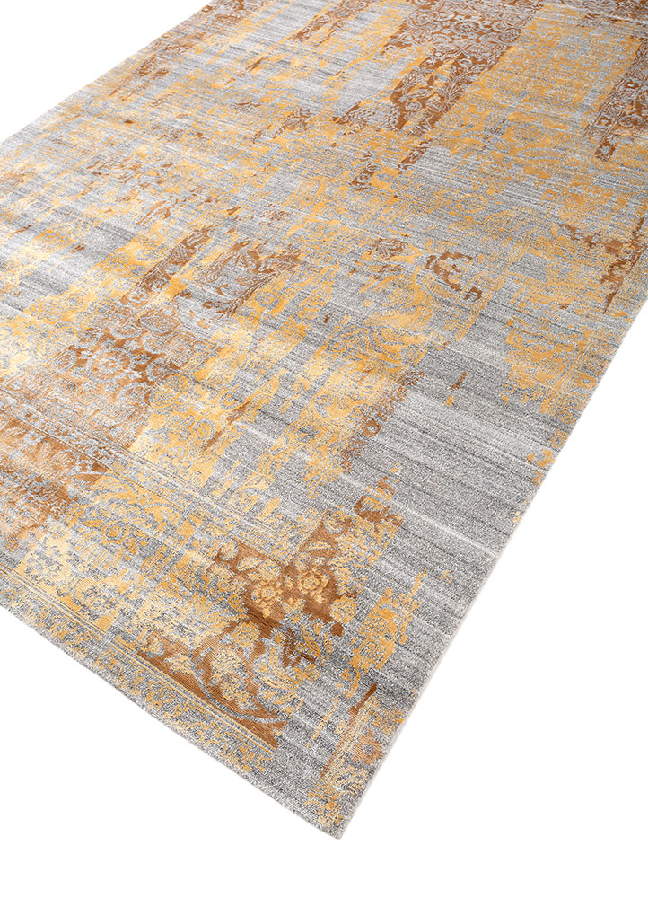 far east red and orange bamboo silk hand knotted Rug - FloorShot