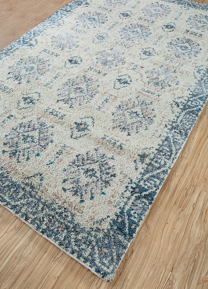 nuray blue polyester hand knotted Rug - FloorShot