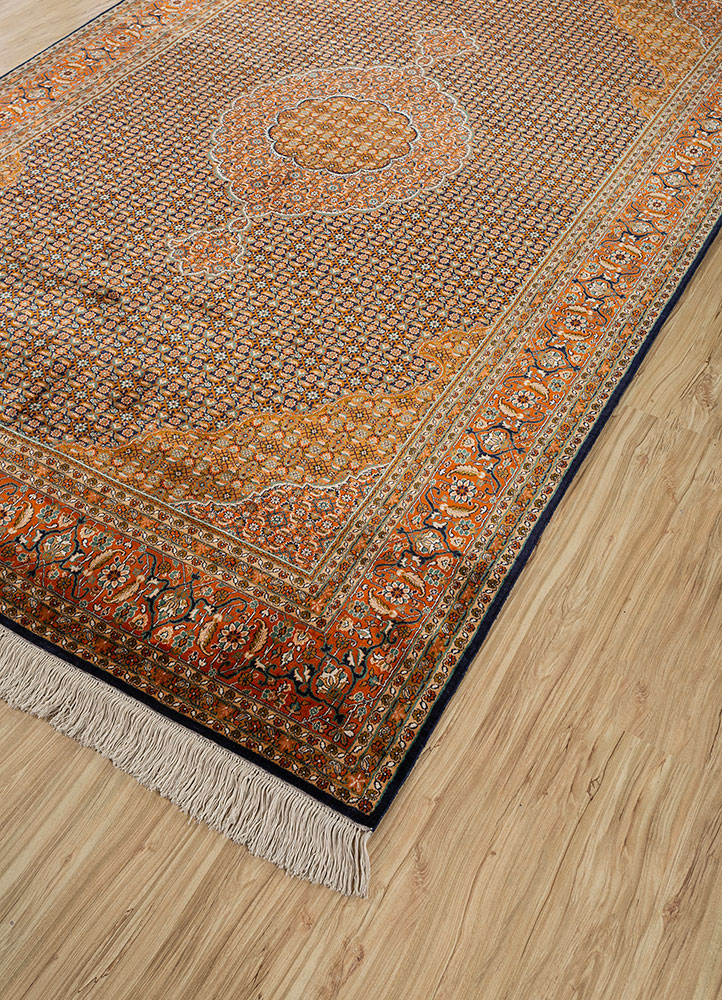 gulmarg blue silk hand knotted Rug - FloorShot