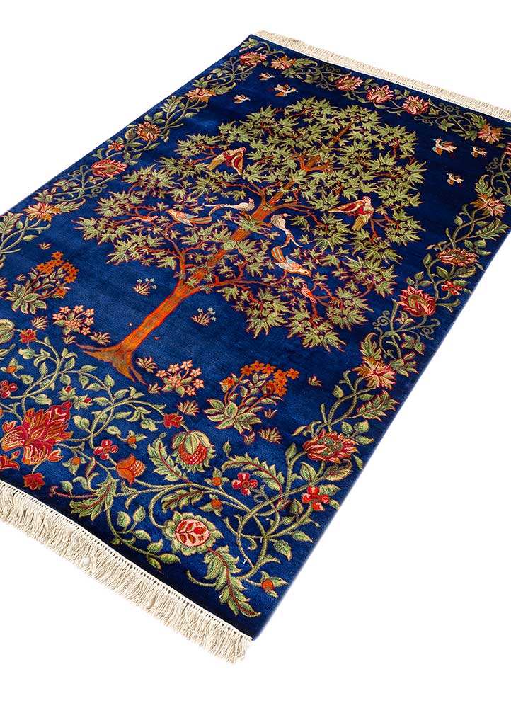 gulmarg blue silk hand knotted Rug - FloorShot