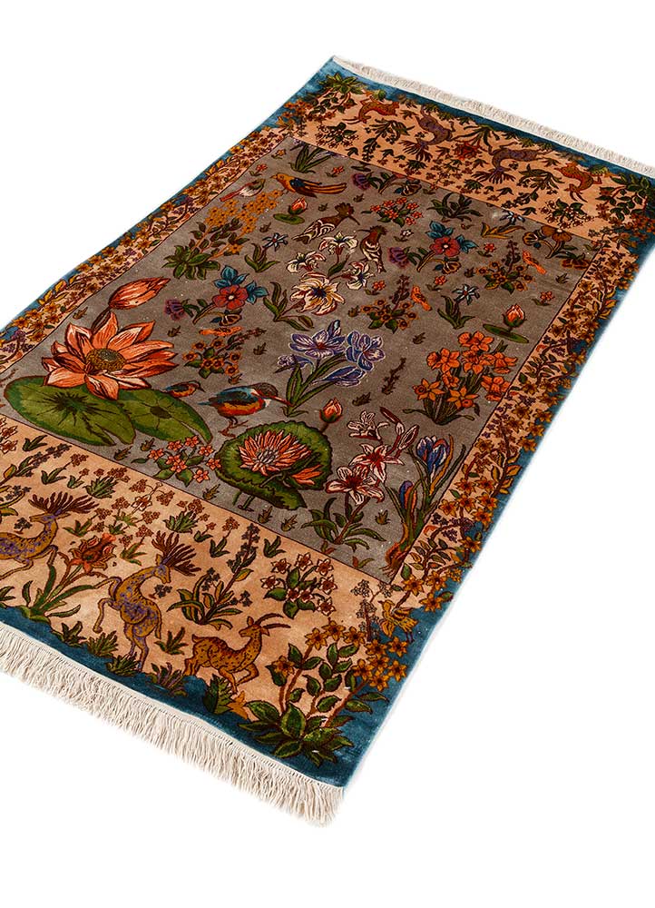gulmarg green silk hand knotted Rug - FloorShot