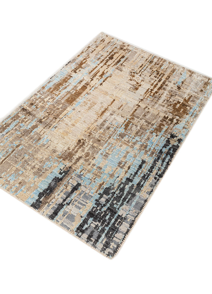 aprezo blue silk hand knotted Rug - FloorShot