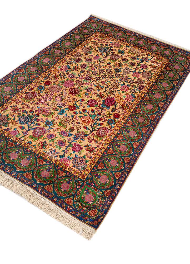 gulmarg red and orange silk hand knotted Rug - FloorShot