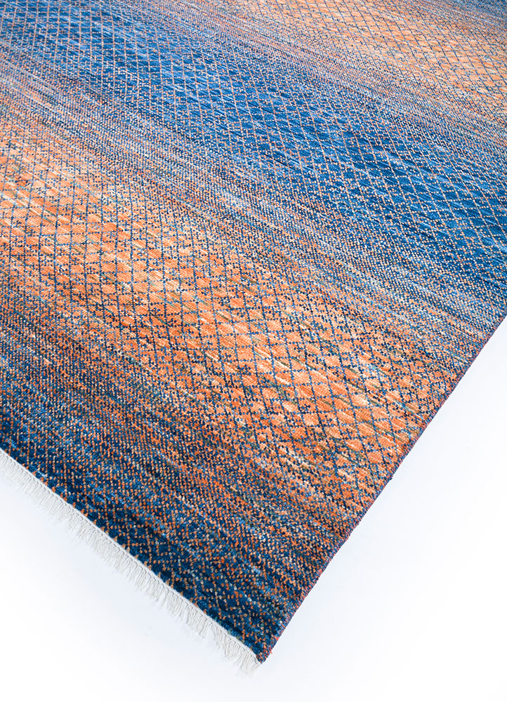 kairos blue wool hand knotted Rug - FloorShot