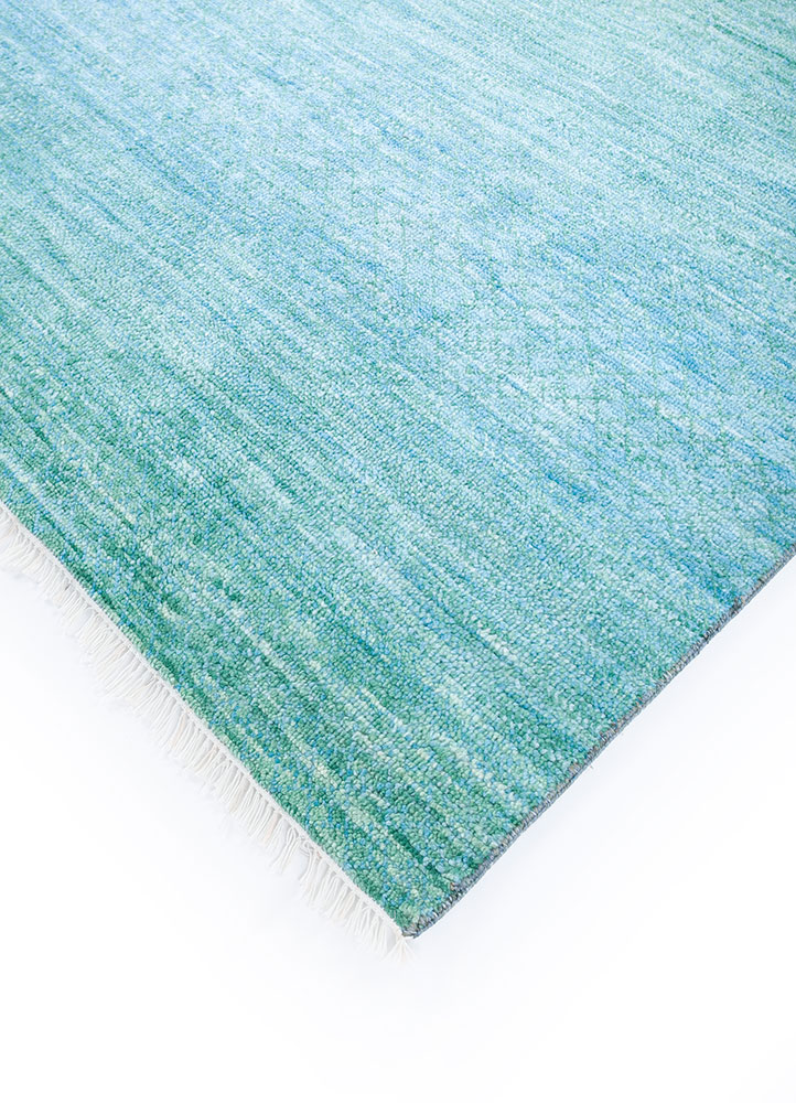 kairos blue wool hand knotted Rug - FloorShot