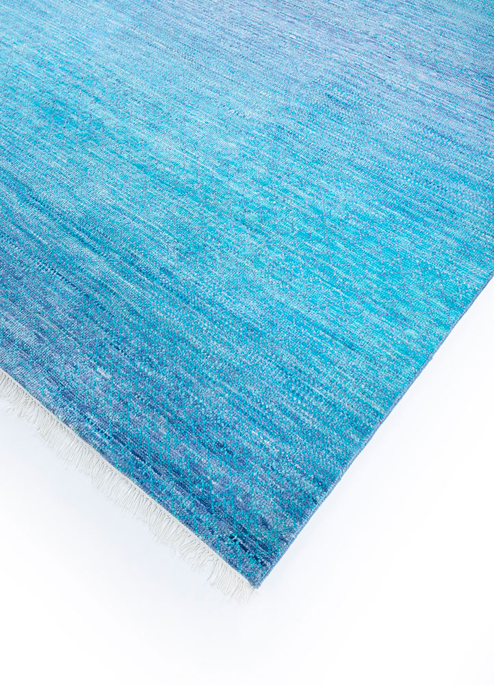 kairos blue wool hand knotted Rug - FloorShot