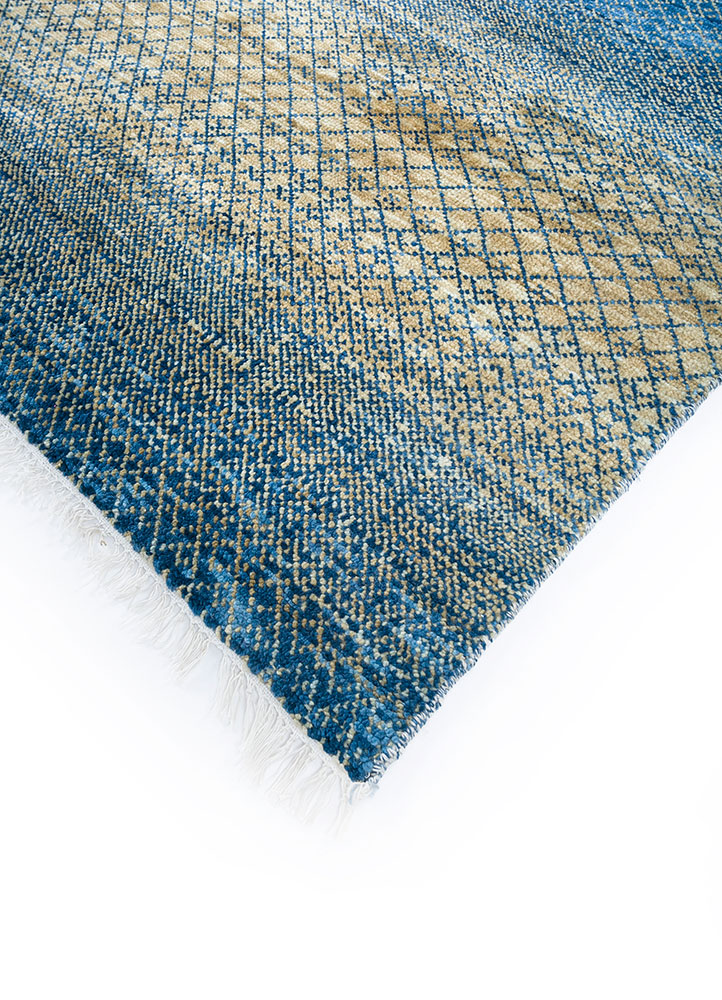 kairos blue wool hand knotted Rug - FloorShot