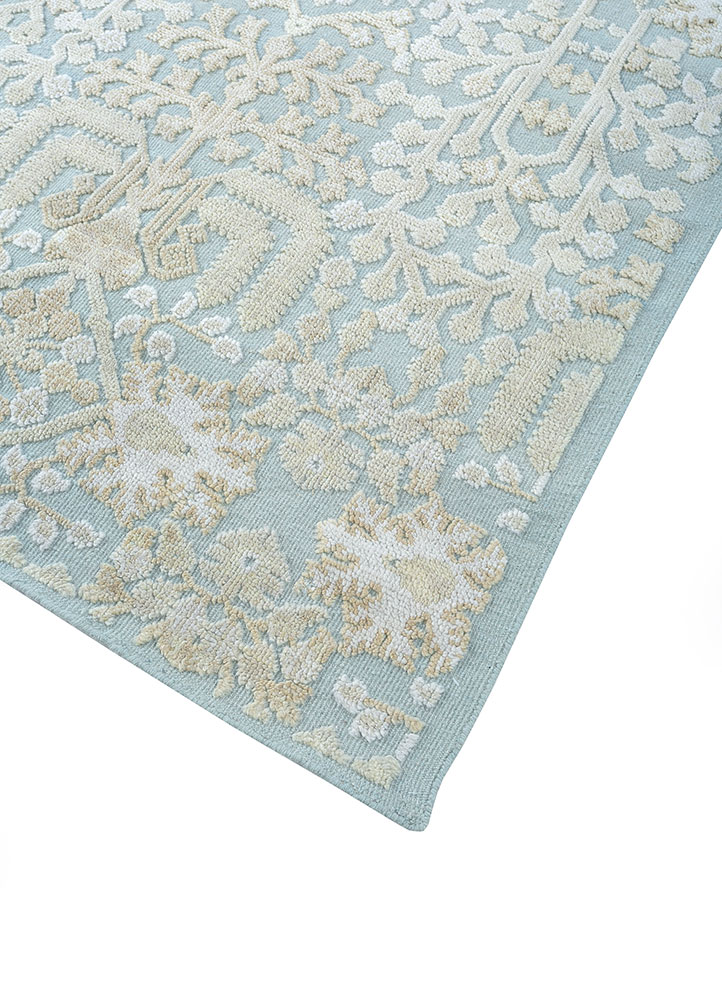 pansy blue wool hand knotted Rug - FloorShot