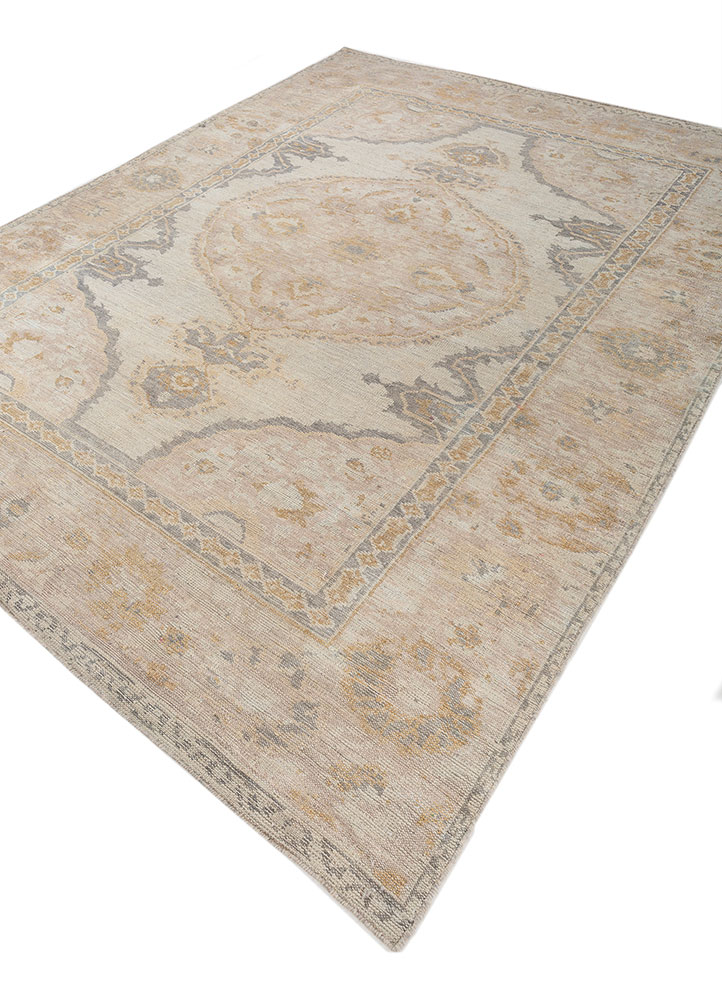 erbe beige and brown wool hand knotted Rug - FloorShot