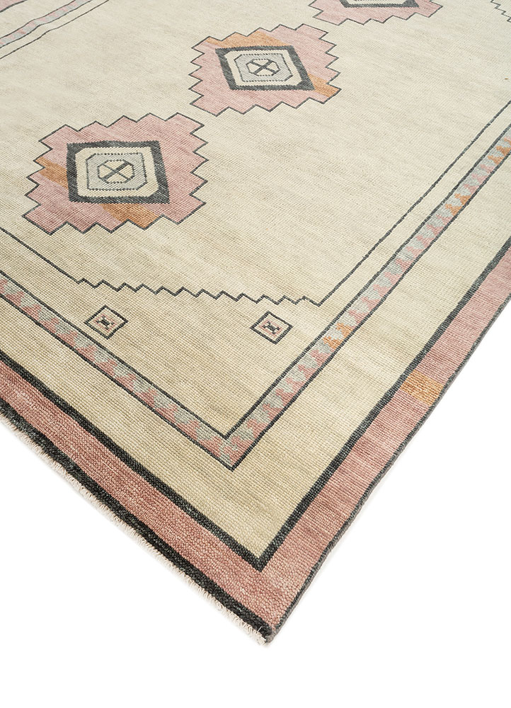 thyme beige and brown wool hand knotted Rug - FloorShot