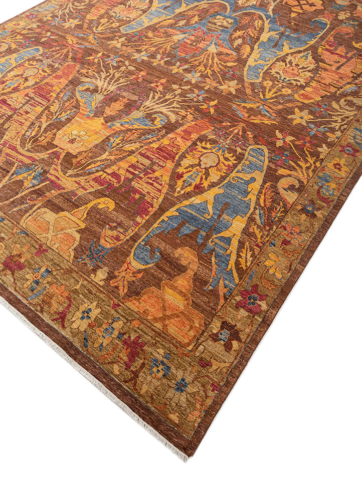 cyanna red and orange wool hand knotted Rug - FloorShot
