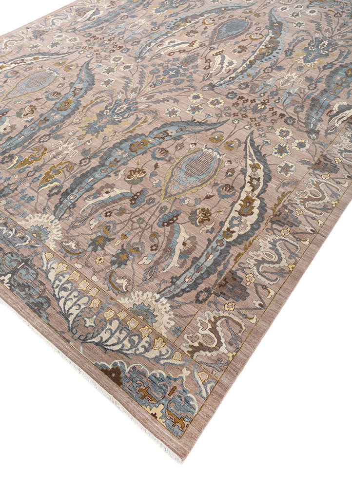 cyanna beige and brown wool hand knotted Rug - FloorShot