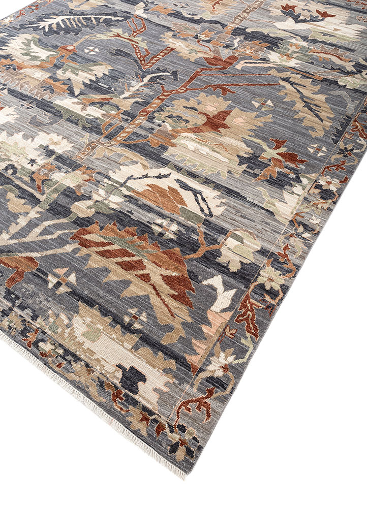 cyanna blue wool hand knotted Rug - FloorShot