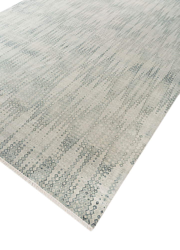 kairos blue wool hand knotted Rug - FloorShot