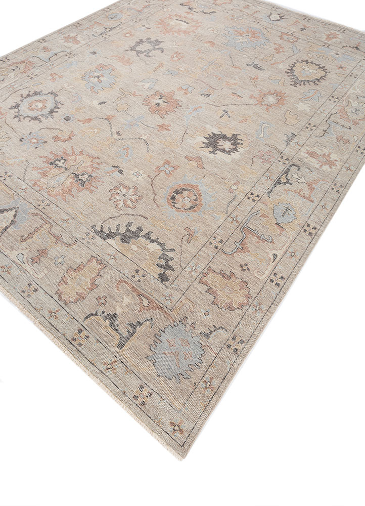 cyanna beige and brown wool hand knotted Rug - FloorShot