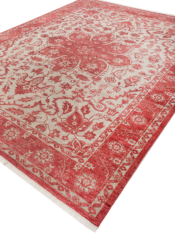 savana red and orange wool hand knotted Rug - FloorShot