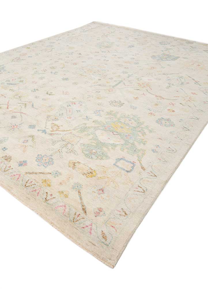 far east ivory wool hand knotted Rug - FloorShot