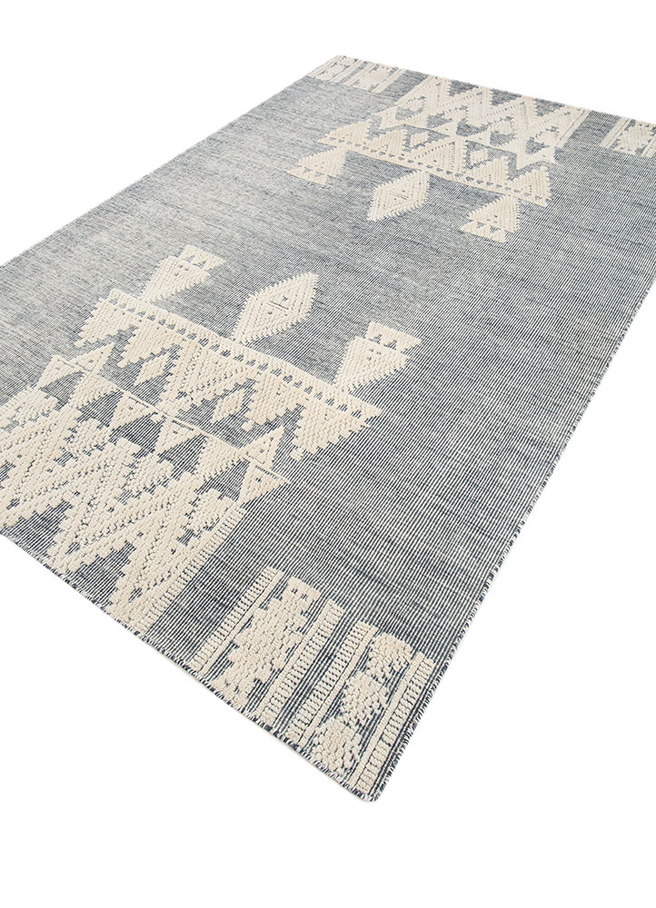 zuri blue wool hand knotted Rug - FloorShot
