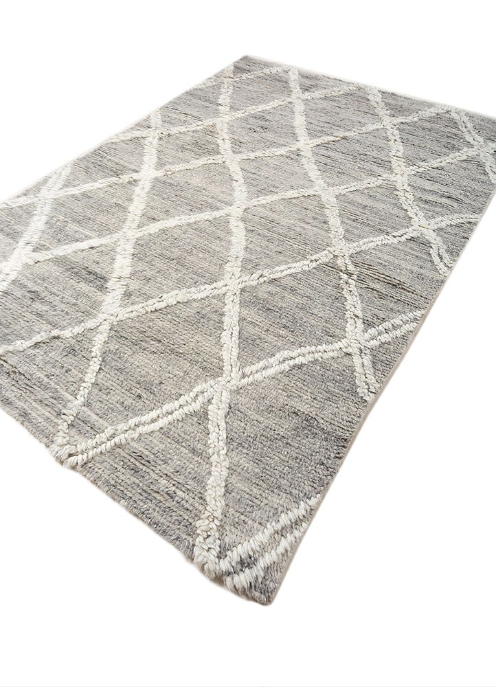 zuri grey and black wool hand knotted Rug - FloorShot
