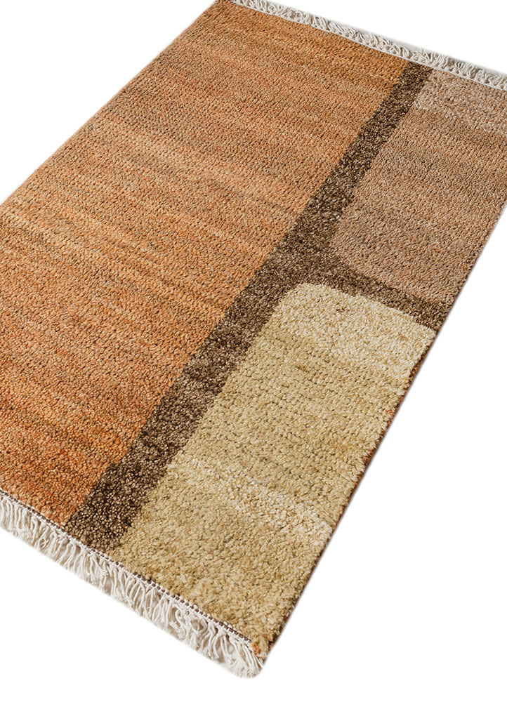 aprezo beige and brown wool hand knotted Rug - FloorShot