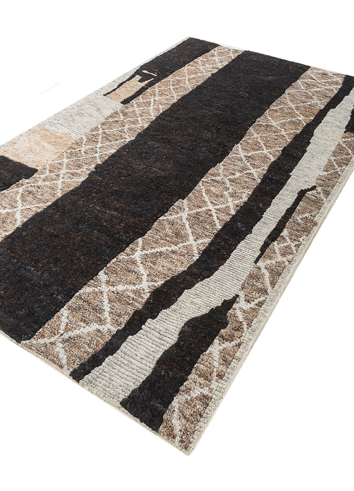 zuri beige and brown wool hand knotted Rug - FloorShot