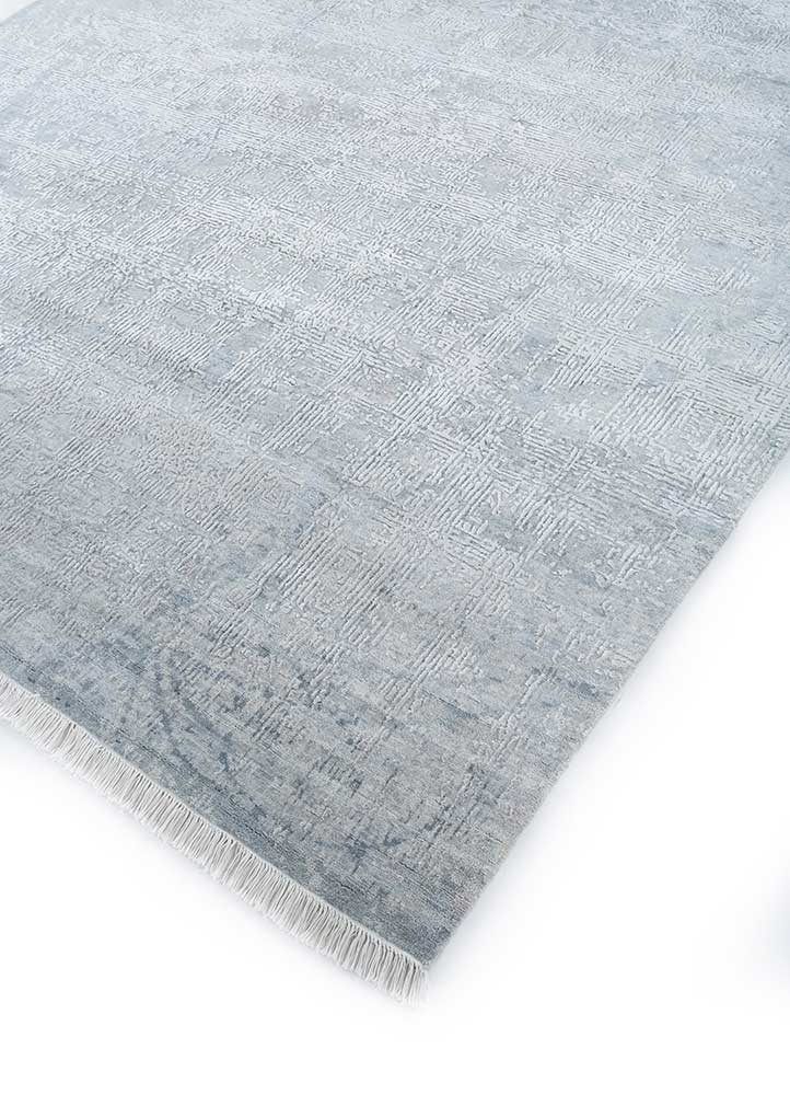 entropy grey and black wool and silk hand knotted Rug - FloorShot
