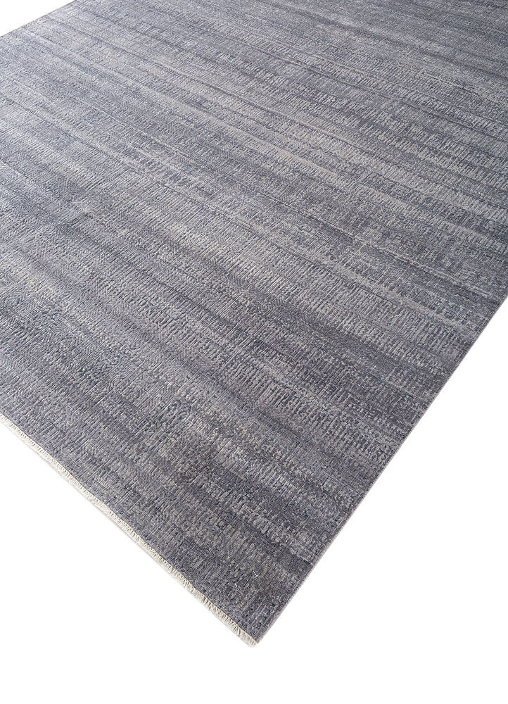 entropy blue wool and silk hand knotted Rug - FloorShot