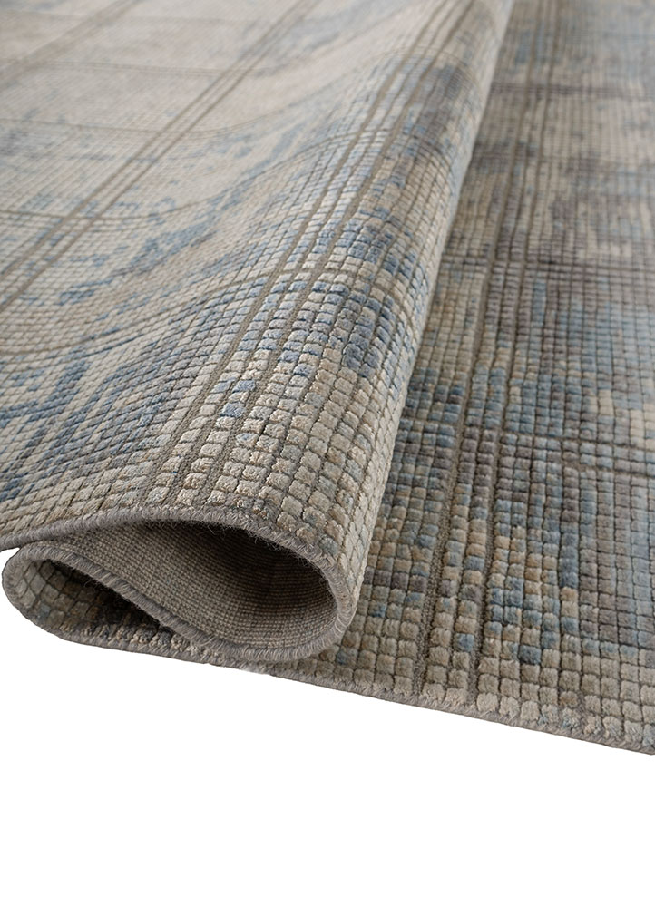 uvenuti blue wool and silk hand knotted Rug - FloorShot