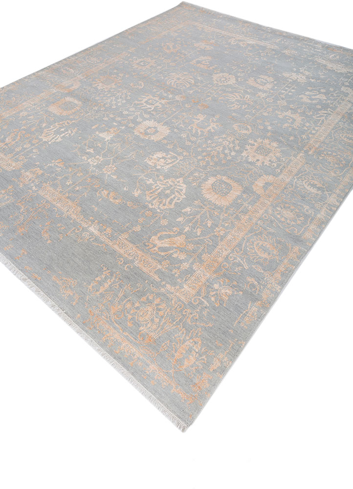 aurora ivory wool and viscose hand knotted Rug - FloorShot