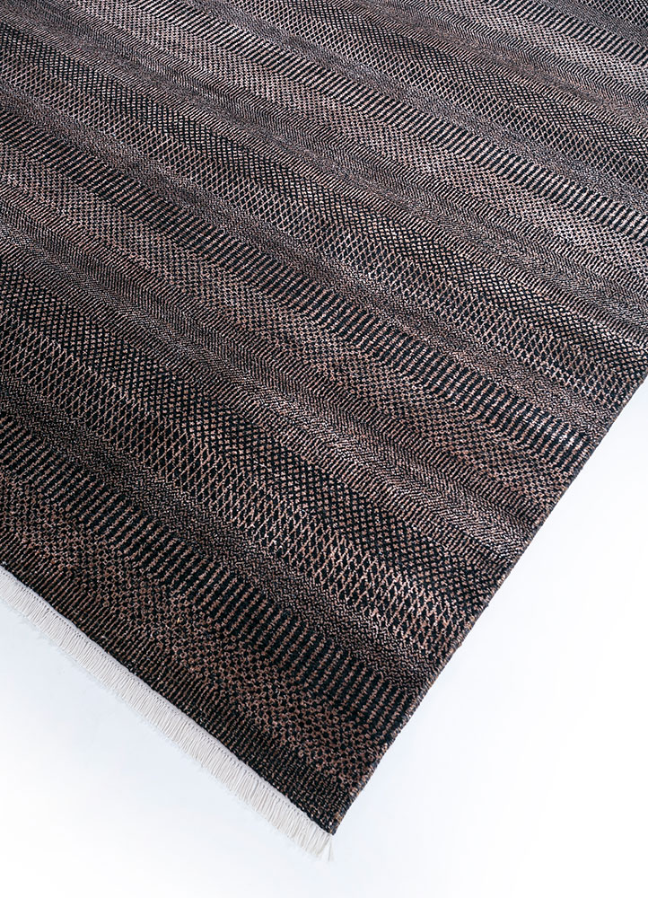 kairos beige and brown wool and viscose hand knotted Rug - FloorShot