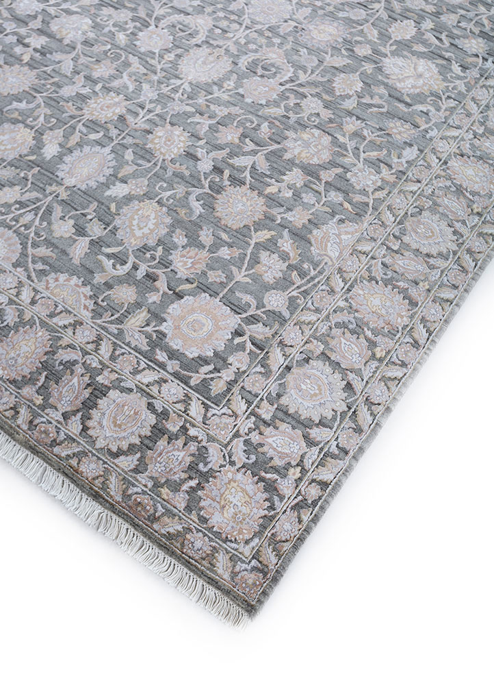 aurora grey and black wool and viscose hand knotted Rug - FloorShot