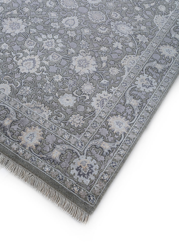 aurora grey and black wool and viscose hand knotted Rug - FloorShot