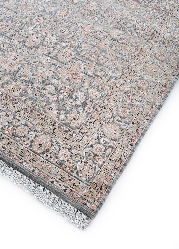 aurora grey and black wool and viscose hand knotted Rug - FloorShot