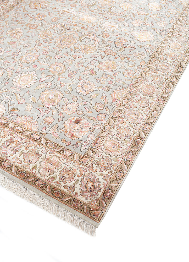 aurora beige and brown wool and viscose hand knotted Rug - FloorShot