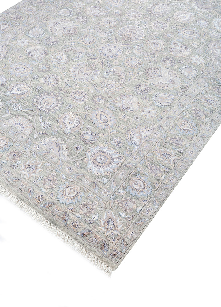 aurora blue wool and viscose hand knotted Rug - FloorShot