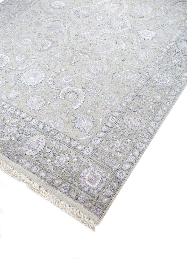 aurora beige and brown wool and viscose hand knotted Rug - FloorShot